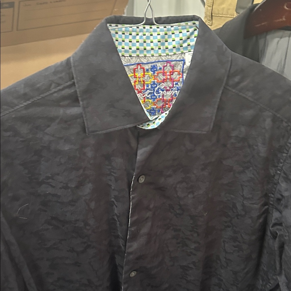 Robert Graham Black Camouflage Shirt Jacket